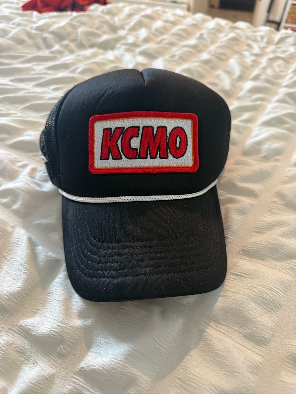 KCMO Black Trucker Cap with Red Patch